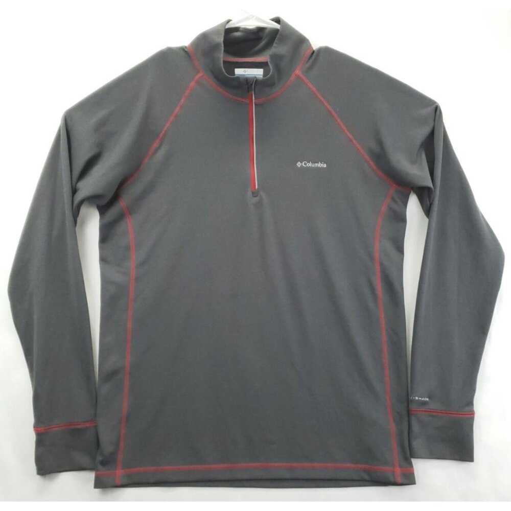 Columbia Omni-Shade Shirt Mens Large Gray Thumbhole Mock Neck 1/4 Zip